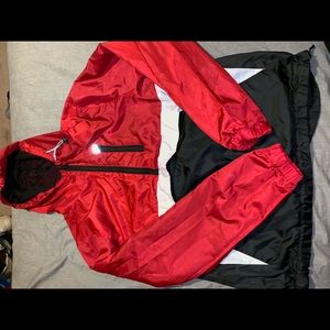 Black and red wind breaker